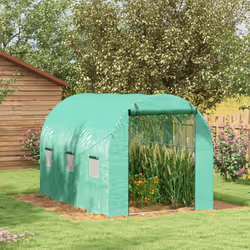 Outsunny Polytunnel Green House with Sprinkler System, Wide Door, 3 x 2m