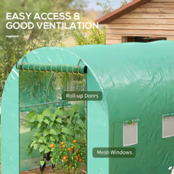 Outsunny Polytunnel Green House with Sprinkler System, Wide Door, 3 x 2m - Additional view 5