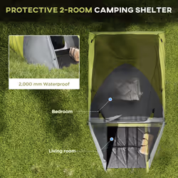 Outsunny 2 Man Camping Tent with Living Area, 2000mm Waterproof, Yellow