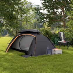 Outsunny Camping Tent Dome Tent with Removable Rainfly for 1-2 Man, Grey