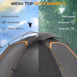 Outsunny Camping Tent Dome Tent with Removable Rainfly for 1-2 Man, Grey