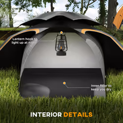 Outsunny Camping Tent Dome Tent with Removable Rainfly for 1-2 Man, Grey