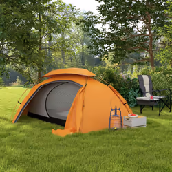 Outsunny Camping Tent Dome Tent with Removable Rainfly for 1-2 Man, Orange
