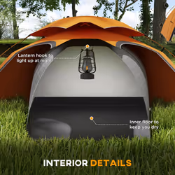 Outsunny Camping Tent Dome Tent with Removable Rainfly for 1-2 Man, Orange