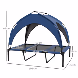 PawHut Cooling Raised Dog Bed w/ Breathable Mesh, for L Dogs - Dark Blue
