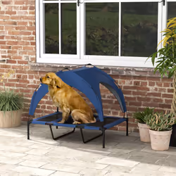 PawHut Cooling Raised Dog Bed w/ Breathable Mesh, for L Dogs - Dark Blue
