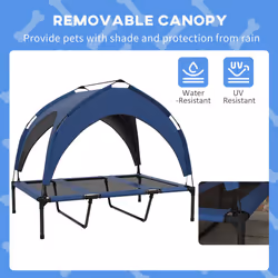 PawHut Cooling Raised Dog Bed w/ Breathable Mesh, for L Dogs - Dark Blue - Additional view 4