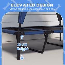 PawHut Cooling Raised Dog Bed w/ Breathable Mesh, for L Dogs - Dark Blue - Additional view 6