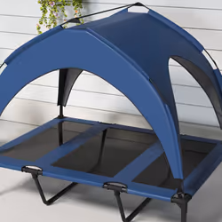 PawHut Cooling Raised Dog Bed w/ Breathable Mesh, for L Dogs - Dark Blue - Additional view 7