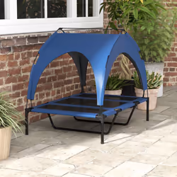 PawHut Cooling Raised Dog Bed w/ Breathable Mesh, for L Dogs - Dark Blue - Additional view 8