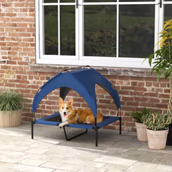 PawHut Cooling Raised Dog Bed w/ Breathable Mesh, for M, L Dogs - Dark Blue