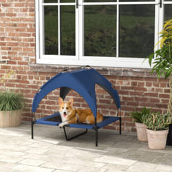 PawHut Cooling Raised Dog Bed w/ Breathable Mesh, for M, L Dogs - Dark Blue