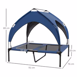 PawHut Cooling Raised Dog Bed w/ Breathable Mesh, for M, L Dogs - Dark Blue