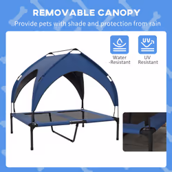 PawHut Cooling Raised Dog Bed w/ Breathable Mesh, for M, L Dogs - Dark Blue