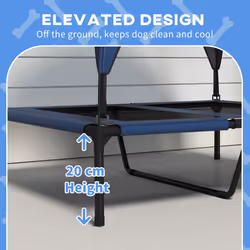PawHut Cooling Raised Dog Bed w/ Breathable Mesh, for M, L Dogs - Dark Blue - Additional view 5