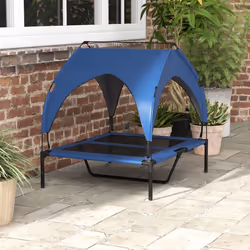 PawHut Cooling Raised Dog Bed w/ Breathable Mesh, for M, L Dogs - Dark Blue - Additional view 7