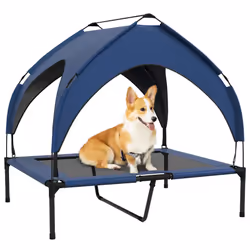 PawHut Cooling Raised Dog Bed w/ Breathable Mesh, for M, L Dogs - Dark Blue - Additional view 8