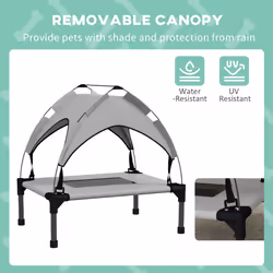 PawHut Cooling Raised Dog Bed w/ Breathable Mesh, for Mini, S Dogs - Light Grey - Additional view 4