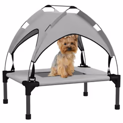 PawHut Cooling Raised Dog Bed w/ Breathable Mesh, for Mini, S Dogs - Light Grey - Additional view 8