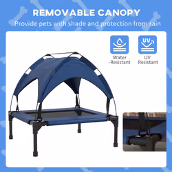 PawHut Cooling Raised Dog Bed w/ Breathable Mesh, for S, M Dogs - Dark Blue