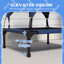 PawHut Cooling Raised Dog Bed w/ Breathable Mesh, for S, M Dogs - Dark Blue - Additional view 4