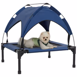 PawHut Cooling Raised Dog Bed w/ Breathable Mesh, for S, M Dogs - Dark Blue - Additional view 7