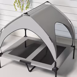 PawHut Cooling Raised Dog Bed w/ Breathable Mesh, for M, L Dogs - Light Grey - Additional view 6