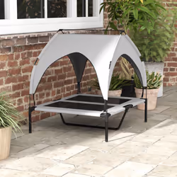 PawHut Cooling Raised Dog Bed w/ Breathable Mesh, for M, L Dogs - Light Grey - Additional view 7