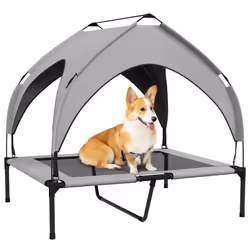 PawHut Cooling Raised Dog Bed w/ Breathable Mesh, for M, L Dogs - Light Grey - Additional view 8