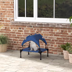 PawHut Cooling Raised Dog Bed w/ Breathable Mesh, for Mini, S Dogs - Dark Blue