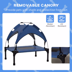 PawHut Cooling Raised Dog Bed w/ Breathable Mesh, for Mini, S Dogs - Dark Blue