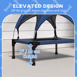 PawHut Cooling Raised Dog Bed w/ Breathable Mesh, for Mini, S Dogs - Dark Blue - Additional view 5