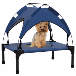 PawHut Cooling Raised Dog Bed w/ Breathable Mesh, for Mini, S Dogs - Dark Blue - Additional view 8