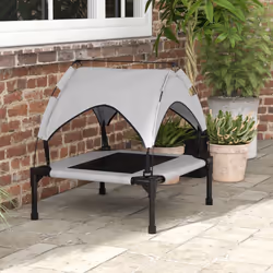 PawHut Cooling Raised Dog Bed w/ Breathable Mesh, for S, M Dogs - Light Grey - Additional view 6