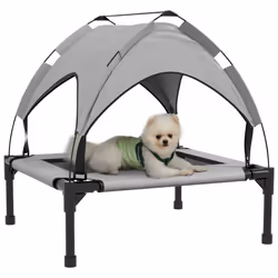 PawHut Cooling Raised Dog Bed w/ Breathable Mesh, for S, M Dogs - Light Grey - Additional view 7