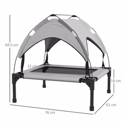 PawHut Cooling Raised Dog Bed w/ Breathable Mesh, for S, M Dogs - Light Grey - Additional view 8