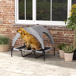 PawHut Cooling Raised Dog Bed w/ Breathable Mesh, for L Dogs - Light Grey