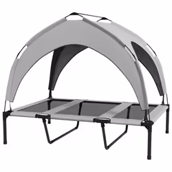 PawHut Cooling Raised Dog Bed w/ Breathable Mesh, for L Dogs - Light Grey - Additional view 8