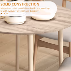 HOMCOM Foldable Dining Table, Round Drop Leaf Table, Wood Legs, Natural - Additional view 4
