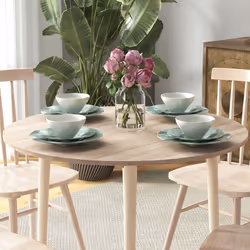 HOMCOM Foldable Dining Table, Round Drop Leaf Table, Wood Legs, Natural - Additional view 5