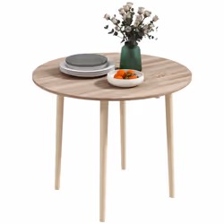 HOMCOM Foldable Dining Table, Round Drop Leaf Table, Wood Legs, Natural - Additional view 7