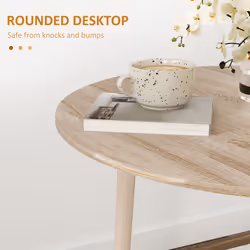 HOMCOM Foldable Dining Table, Round Drop Leaf Table, Wood Legs, Natural - Additional view 8
