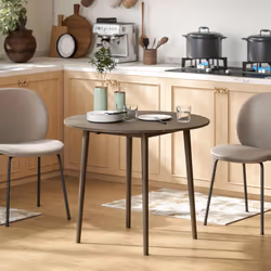 HOMCOM Foldable Dining Table, Round Drop Leaf Table, Wood Legs, Grey