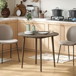HOMCOM Foldable Dining Table, Round Drop Leaf Table, Wood Legs, Grey
