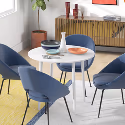 HOMCOM Foldable Dining Table, Round Drop Leaf Table, Wood Legs, White