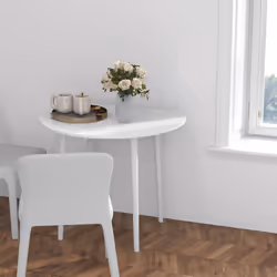 HOMCOM Foldable Dining Table, Round Drop Leaf Table, Wood Legs, White - Additional view 5