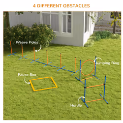 PawHut 8 Piece Dog Agility Equipment Set, Outdoor Agility Kit for Pet, Orange