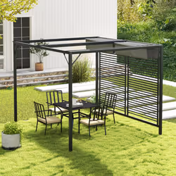 Outsunny Metal Pergola Patio Sun Shelter Grape Tent Retractable Canopy UV Cut