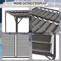 Outsunny Metal Pergola Patio Sun Shelter Grape Tent Retractable Canopy UV Cut
