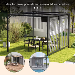 Outsunny Metal Pergola Patio Sun Shelter Grape Tent Retractable Canopy UV Cut